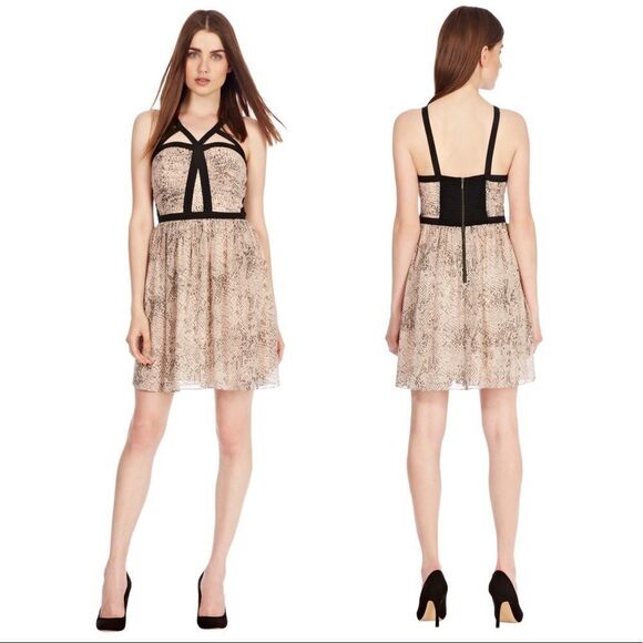 NWT Coast Women's Snake Print Floaty Strappy Fit & Flare Dress Blush Pink Size 4 - Picture 1 of 12